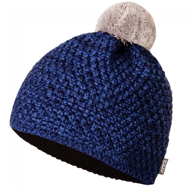 Pletená čiapka KNIT modrá-melange