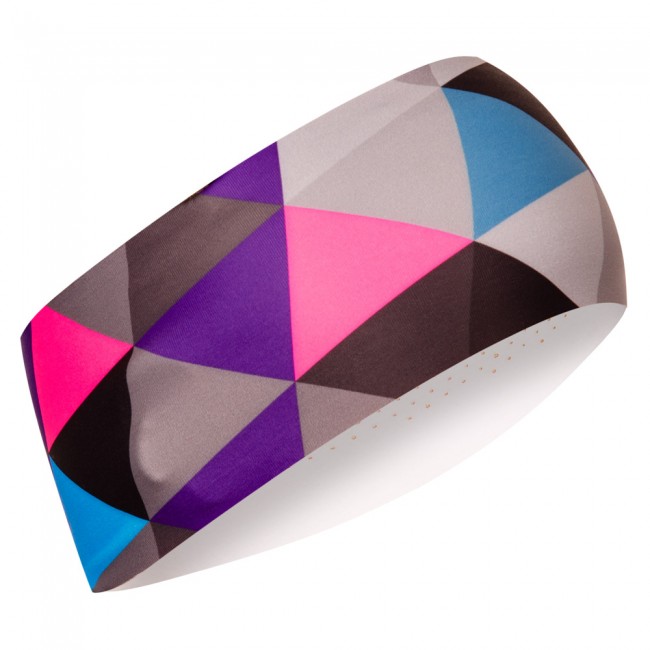 Bežecká široká čelenka GRID šedá/viacfarebná Bežecká široká čelenka GRID šedá/viacfarebná