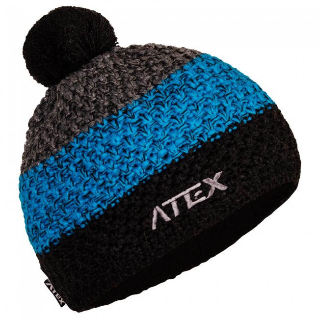 Pletená čiapka KNIT šedo-modrá pruhy Pletená čiapka KNIT šedo-modrá pruhy